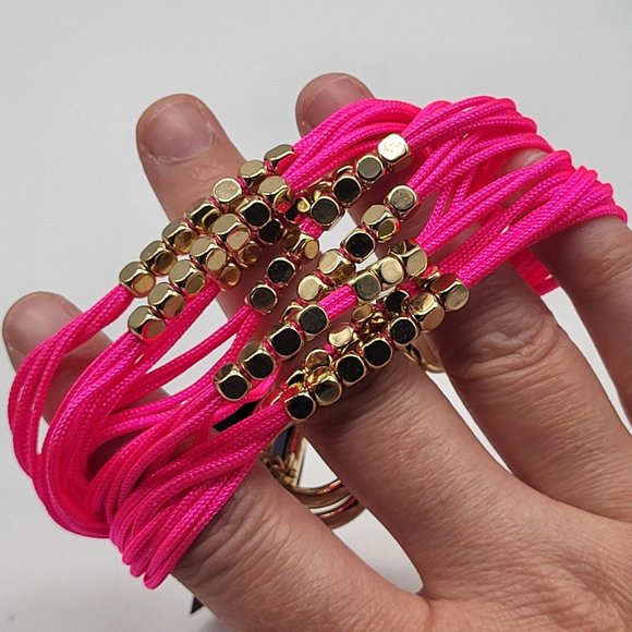 bella jack multi strand hot pink gold tone beaded bracelet barbiecore - Picture 7 of 9